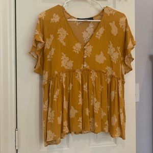 Yellow Paisley Flowy Boutique Blouse (XS)